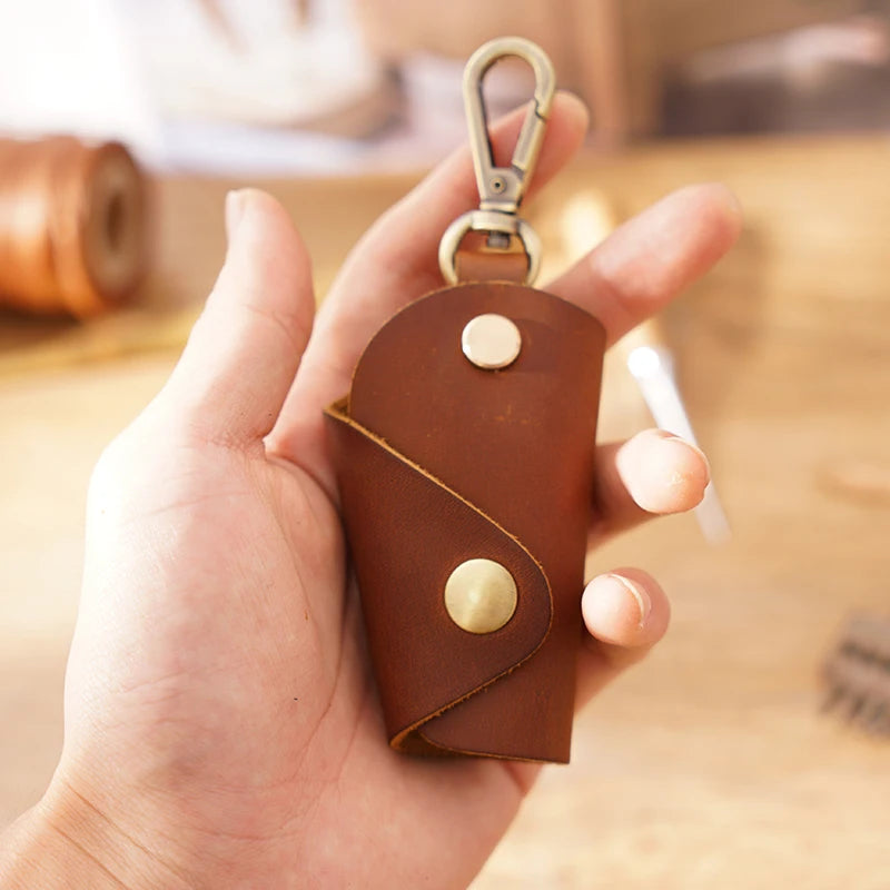 Leather Car Key Case on Waist Small Key Pouch Key Organizer Key Bag