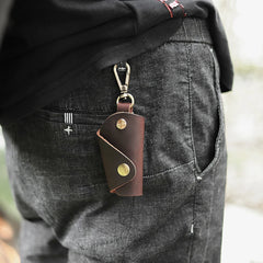 Leather Car Key Case on Waist Small Key Pouch Key Organizer Key Bag