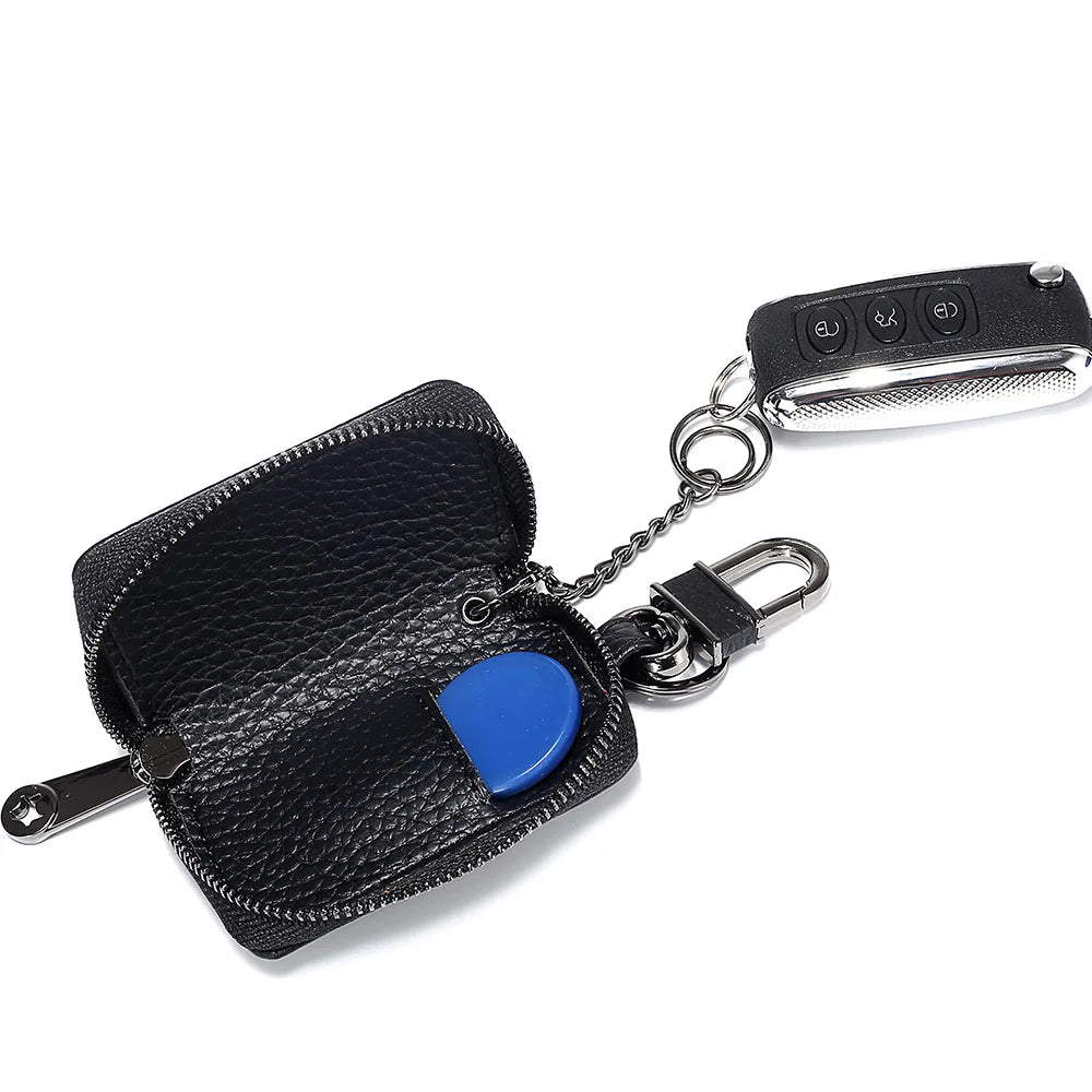 Leather Car Key Holder Wallets Men Women Zipper Key Case Bag