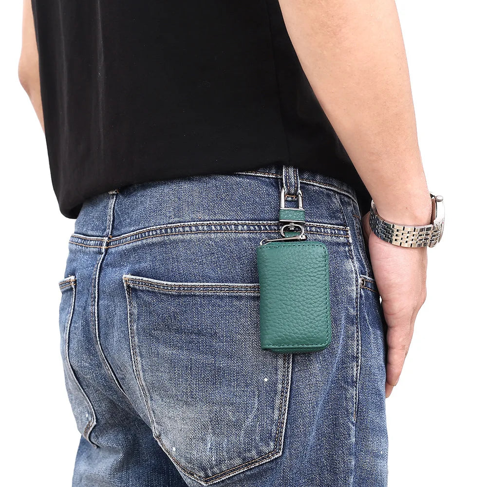 Leather Car Key Wallet Men&Women Waist Hanged Housekeeper Keys Organizer