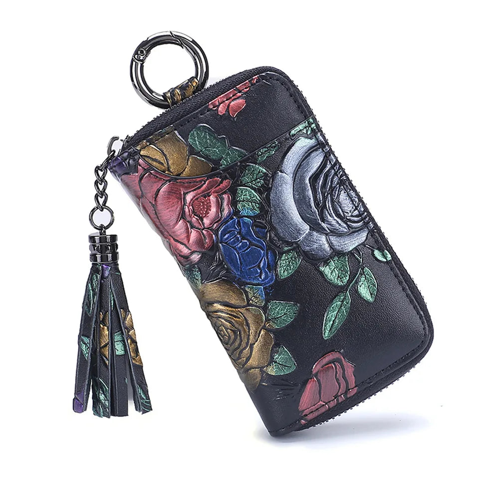 Leather Car Key Holder Wallet for Men, Keys Organizer