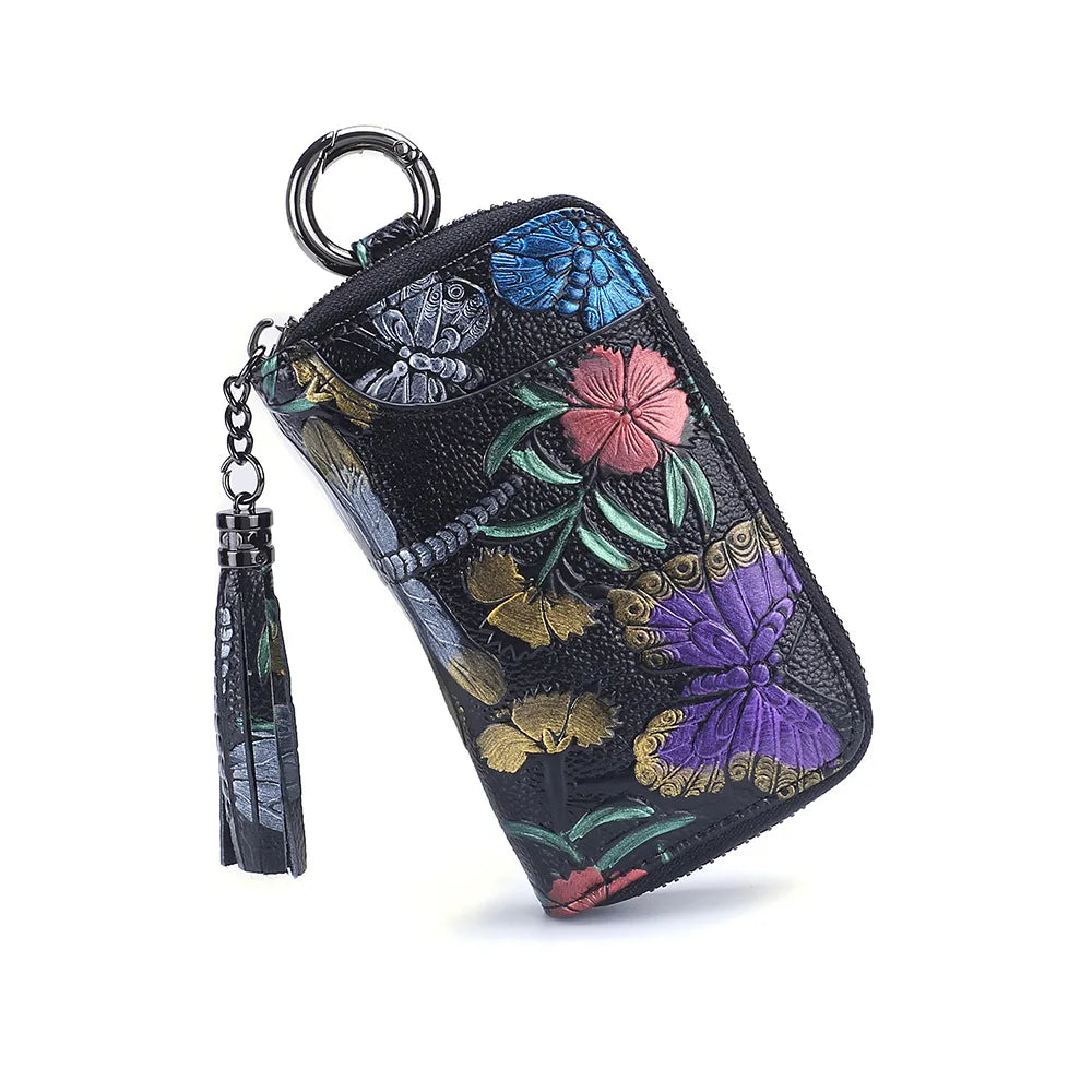 Leather Car Key Holder Wallet for Men, Keys Organizer