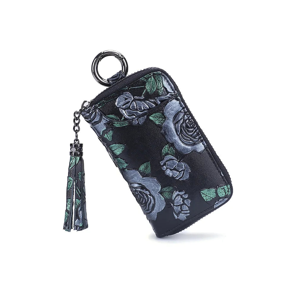 Leather Car Key Holder Wallet for Men, Keys Organizer