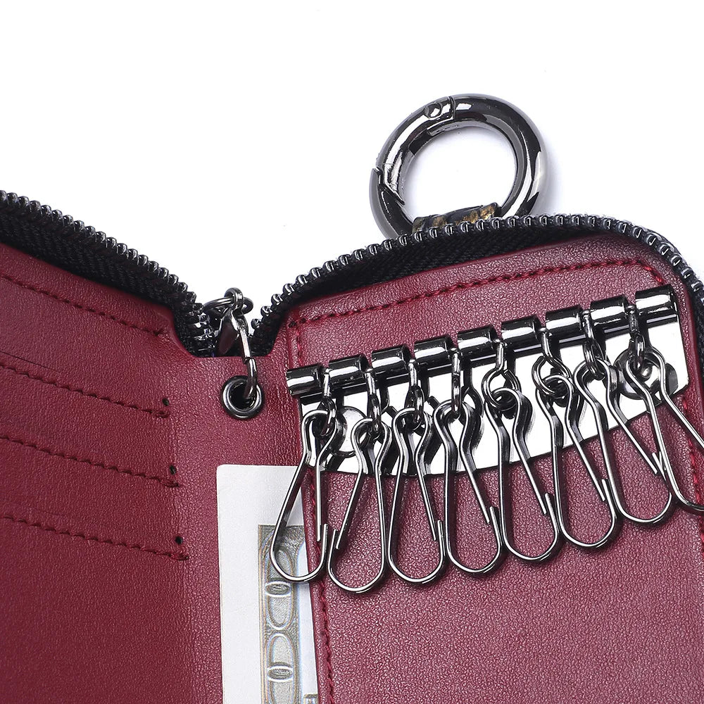 Leather Car Key Holder Wallet for Men, Keys Organizer