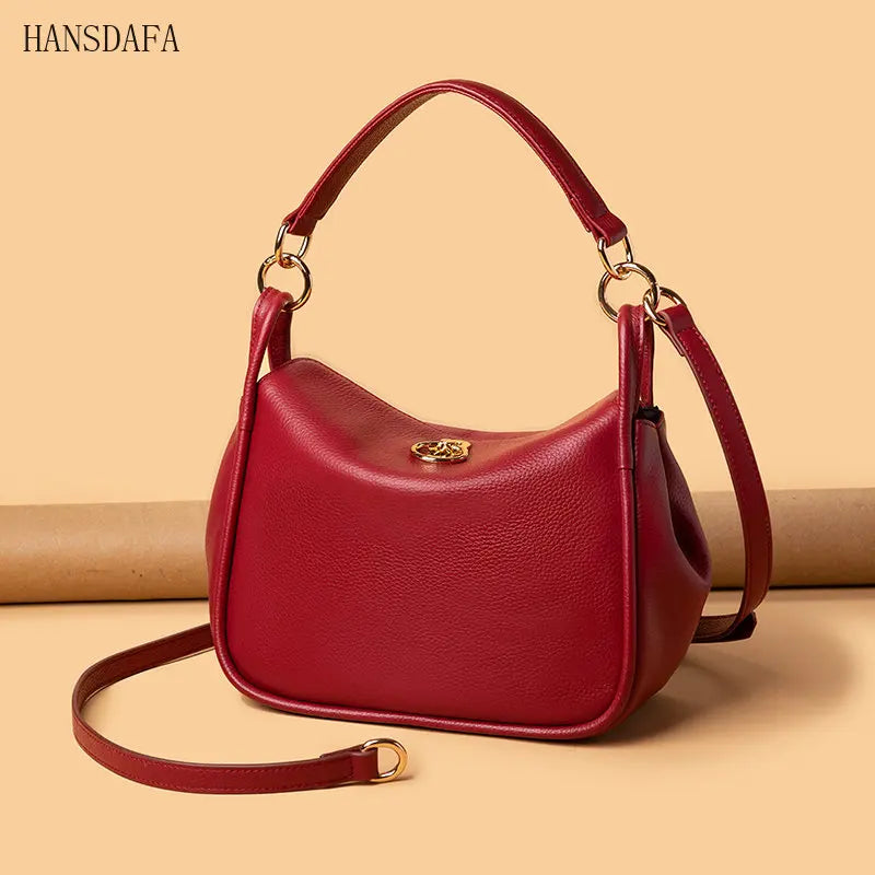 Leather Women Bag Totes High Shoulder Bags Soft Real Cowhide Ladies Handbags