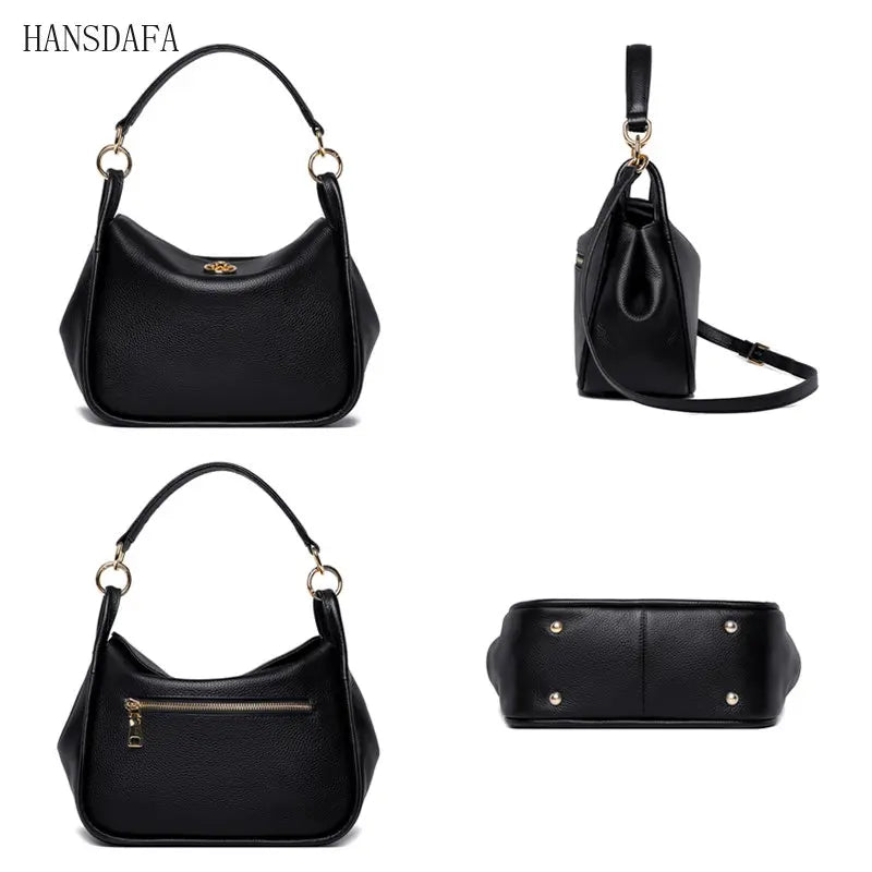 Leather Women Bag Totes High Shoulder Bags Soft Real Cowhide Ladies Handbags