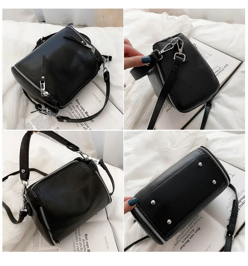 Leather Crossbody Shoulder Bag Bucket Tote Handbag for Women