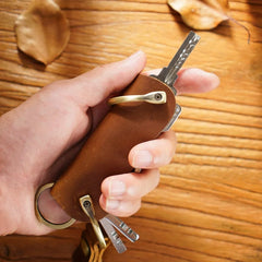 Leather Key Bag Keychain Large Capacity Key Wallet
