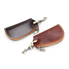 Men's Vintage Leather Key Holder Zipper Car Key Wallet Organizer