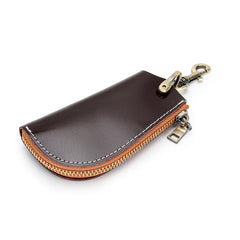 Men's Vintage Leather Key Holder Zipper Car Key Wallet Organizer