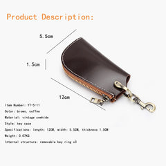 Men's Vintage Leather Key Holder Zipper Car Key Wallet Organizer