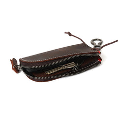 Vintage Leather Key Holder Wallet Men Zipper Car Key Ring Case Pouch