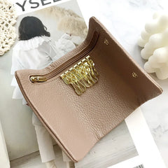 Leather Key Holder Wallet Money Clips 2-in-1 Mini Zipper Key Case