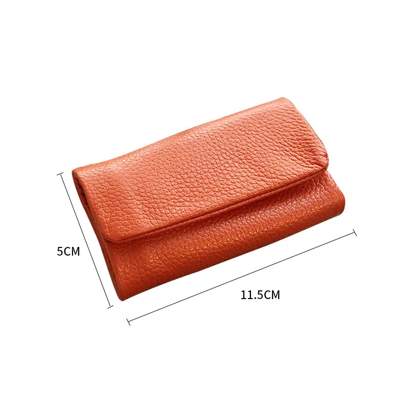 Leather Key Holder Wallet Money Clips 2-in-1 Mini Zipper Key Case