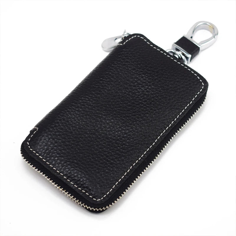 Men's Leather Key Wallet Keychain Holder Zipper Car Key Case