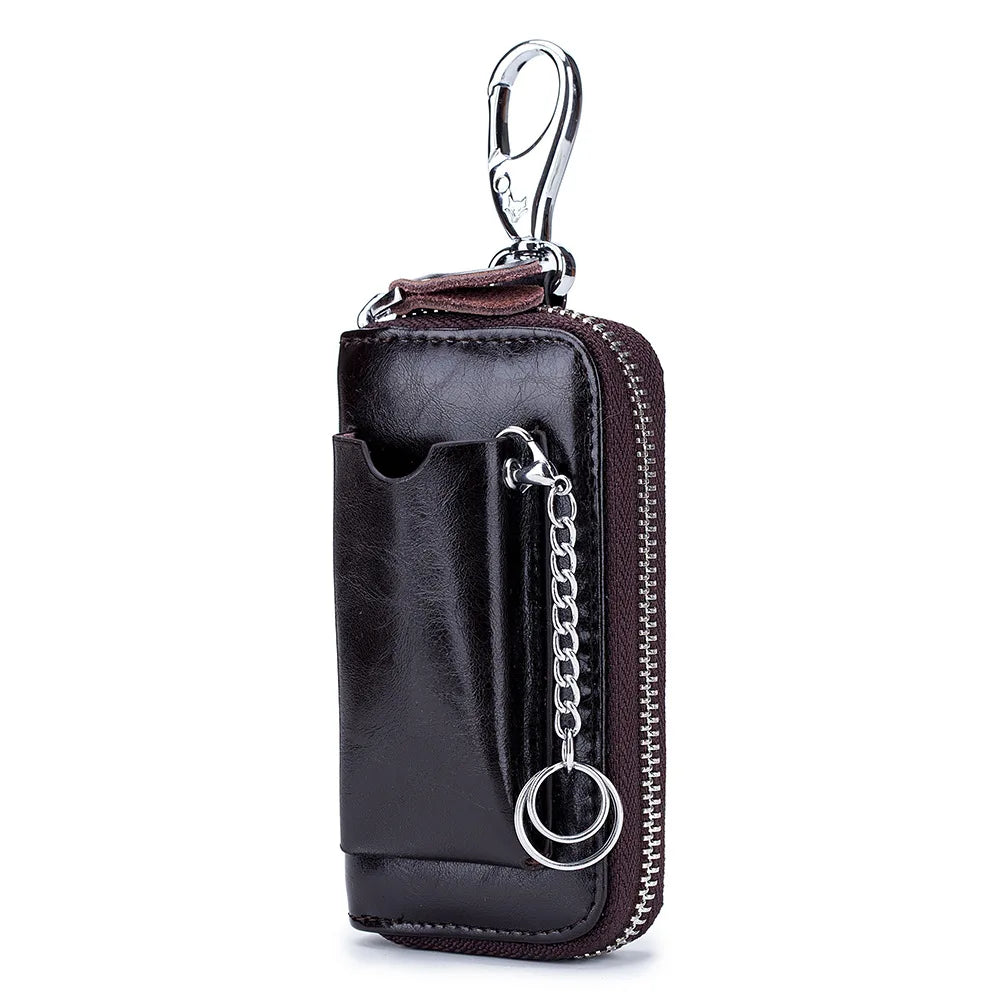 Men's Leather Key Wallet Car Key Holder Pouch Bag Case