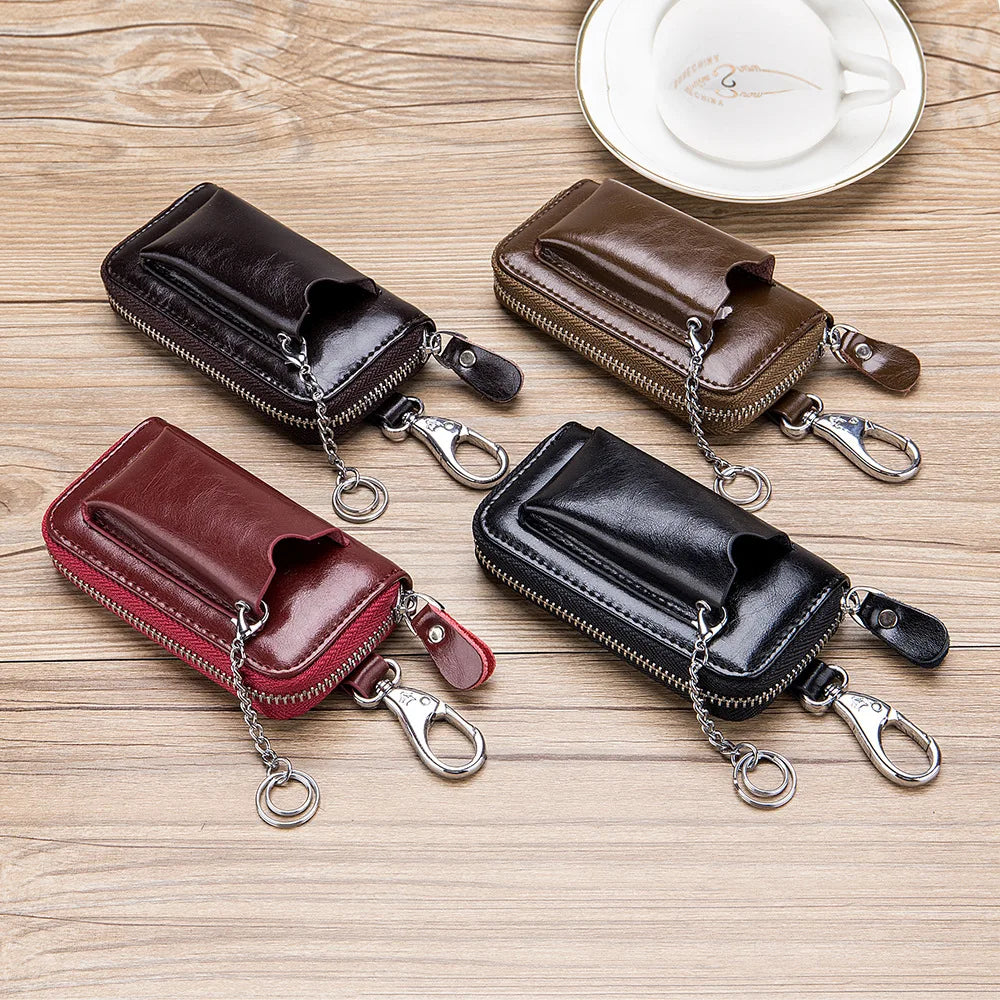 Men's Leather Key Wallet Car Key Holder Pouch Bag Case