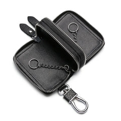 Leather Key Wallets Unisex Key Bag Double Zipper Keychain Case