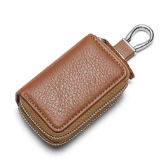 Leather Key Wallets Unisex Key Bag Double Zipper Keychain Case