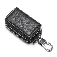 Leather Key Wallets Unisex Key Bag Double Zipper Keychain Case