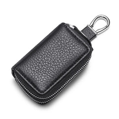 Leather Key Wallets Unisex Key Bag Double Zipper Keychain Case