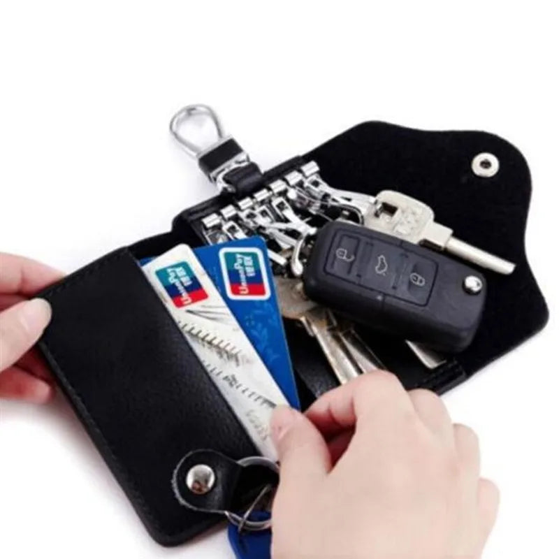 Leather Key Wallets Key Holder Car Key Organizer Zipper Key Case Bag