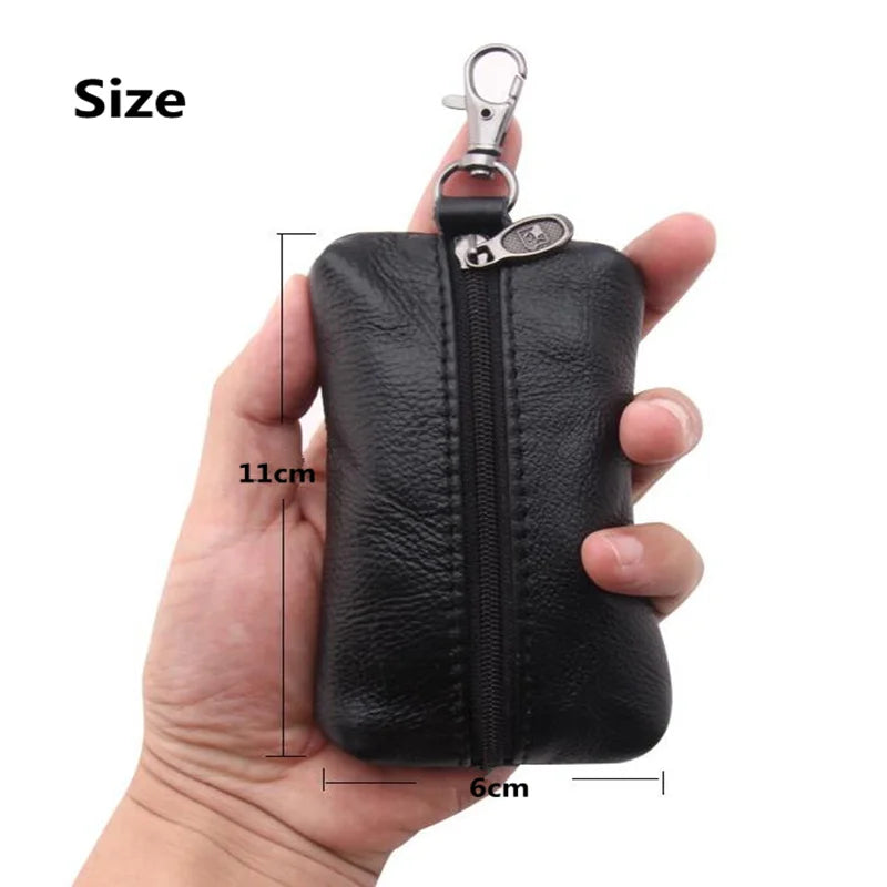 Leather Key Wallets Key Holder Car Key Organizer Zipper Key Case Bag