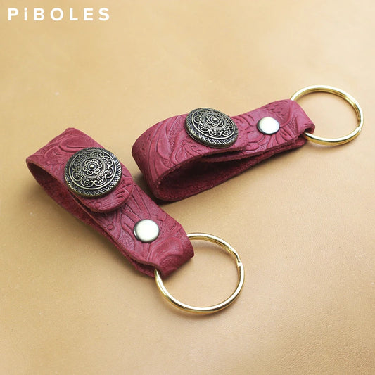 Leather Keychain DIY Pendant Key Ring Cow Leather Key Chain Holder