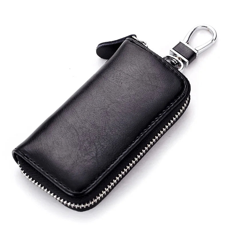 Leather Keychain Wallet Multi-function Car Key Holder Zipper