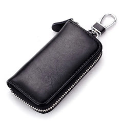 Leather Keychain Wallet Multi-function Car Key Holder Zipper