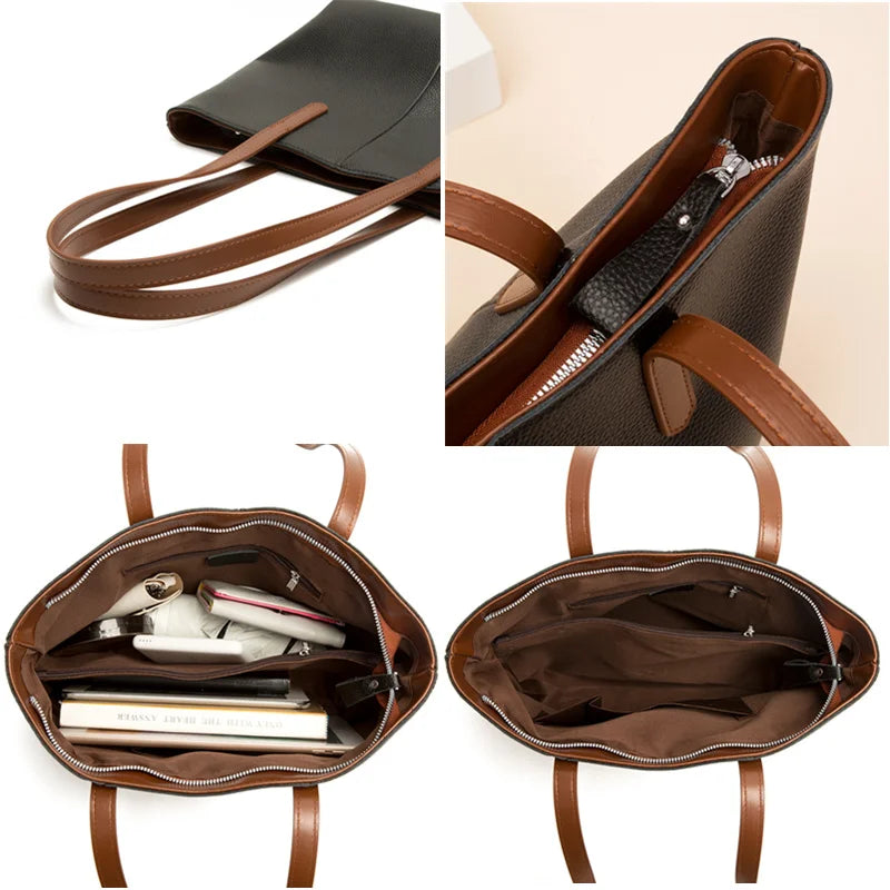 Luxury Large Capacity Tote Bag Soft Cow Leather Shoulder Bag