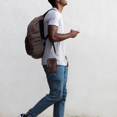 Leather Men Shoulder Crossbody Bag Business Casual Messenger Phone Pouch