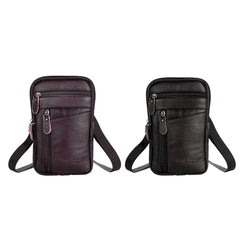 Leather Men Shoulder Crossbody Bag Business Casual Messenger Phone Pouch