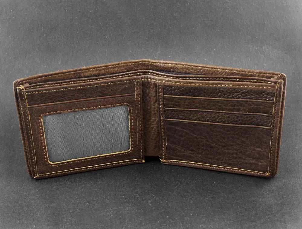 Vintage Dragon Style Leather Men Wallet Cowhide Bifold Purse