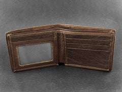 Vintage Dragon Style Leather Men Wallet Cowhide Bifold Purse