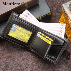 Real Cowhide Men Wallets Short Wallet Portefeuille Homme Business Purses