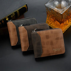 Real Cowhide Men Wallet Short Wallet Business Zipper