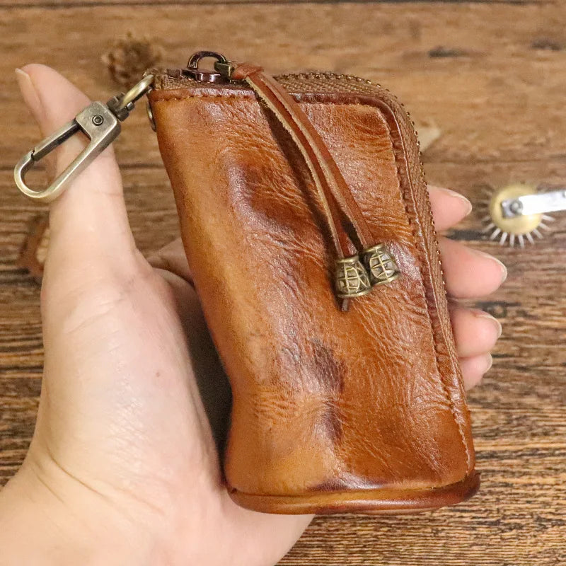 Leather Men's Key Bag Retro Waist Bag Minimalist Bucket Bags