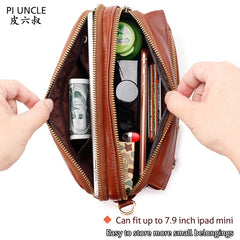 Leather Men's Long Clutch Wallet Oil Wax Cowhide Purse