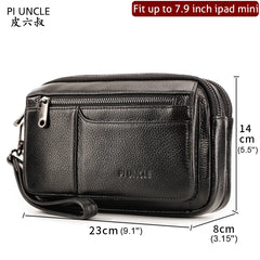 Leather Men's Long Clutch Wallet Oil Wax Cowhide Purse