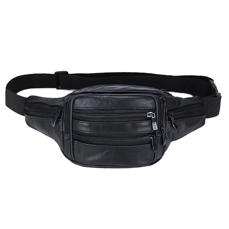 Leather Mens Fanny Pack Waist Bags Holographic Waist Purse Banana Bag