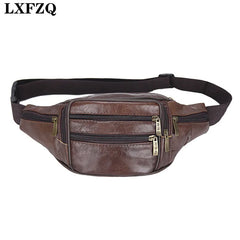 Leather Mens Fanny Pack Waist Bags Holographic Waist Purse Banana Bag