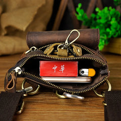 Leather Small Messenger Shoulder Bag for Men and Women