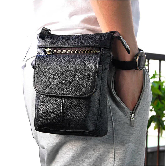 Leather Small Messenger Shoulder Bag for Men and Women
