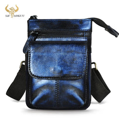 Leather Small Messenger Shoulder Bag for Men and Women