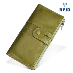 RFID Leather Purse Women Zipper Wallet Long Ladies Clutches
