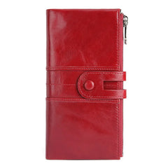 RFID Leather Purse Women Zipper Wallet Long Ladies Clutches