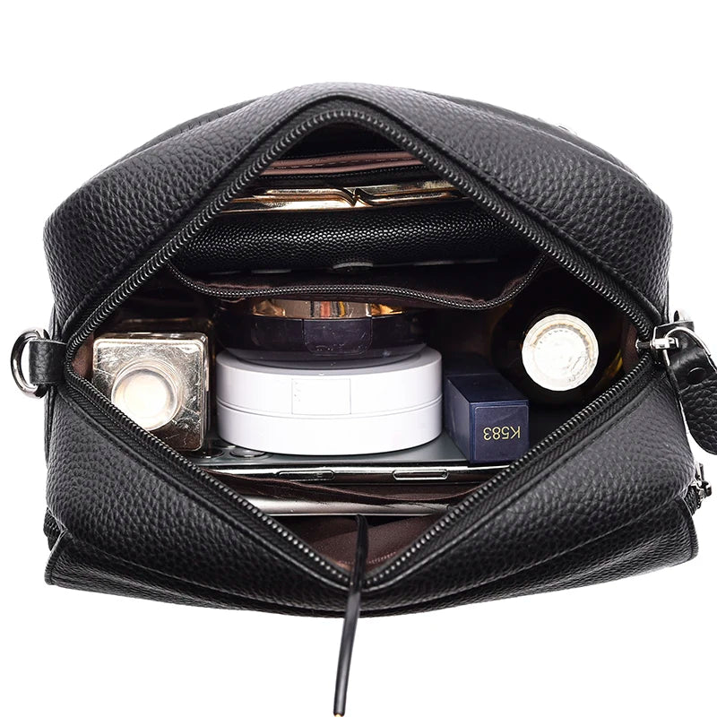 Real Cowhide Women's Messenger Bag Small Shoulder Crossbody Handbag