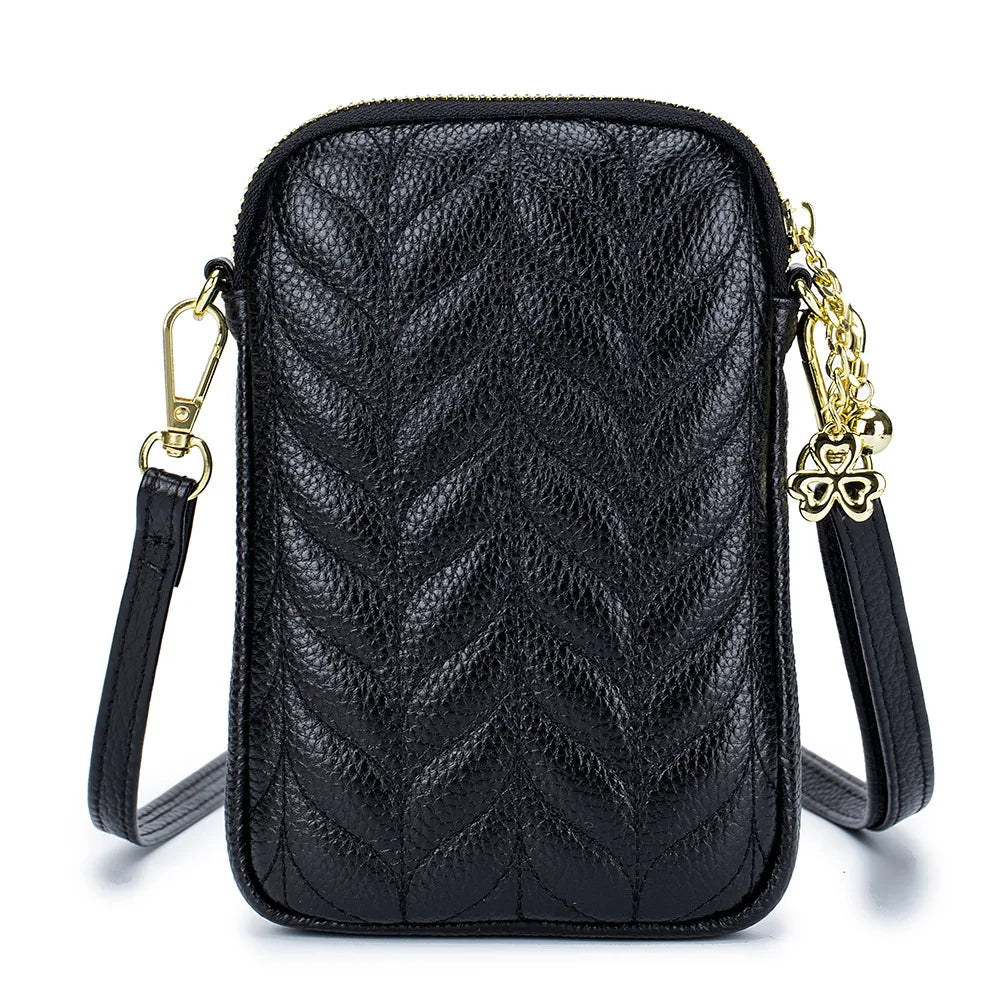 Real Cowhide Women's Phone Bag Small Shoulder Bag