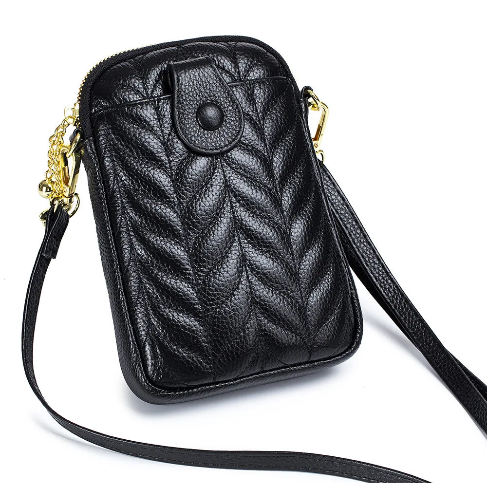 Real Cowhide Women's Phone Bag Small Shoulder Bag